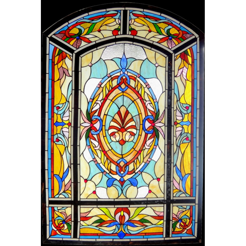 钢化Tiffany 工艺术玻璃玄关隔断屏风窗吊顶柜门芯欧式蒂凡尼雕刻