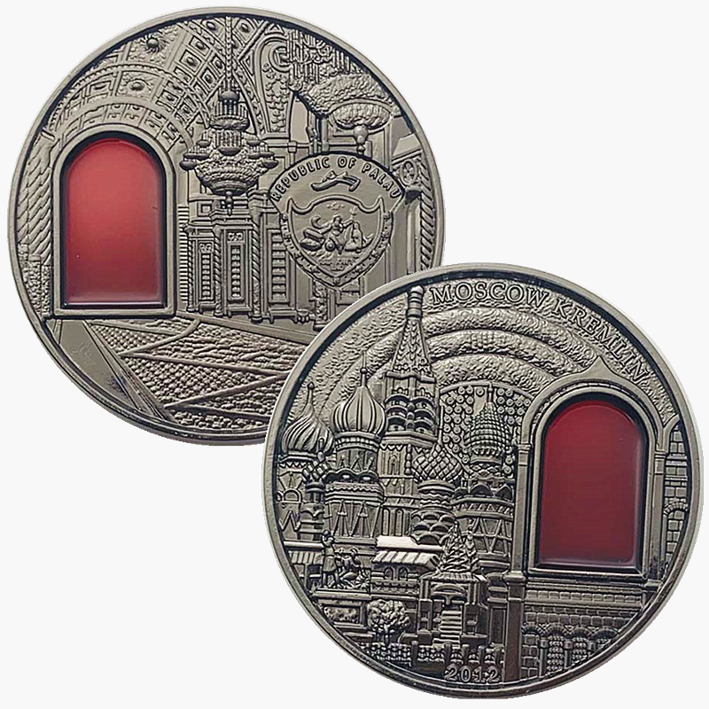 俄罗斯2012帕劳克里姆林宫建筑镍古银纪念章 工艺55mm硬币纪念币