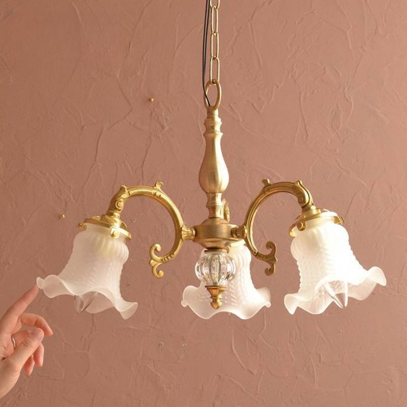美式复古全铜吊灯法式中古优雅白玉玻璃客厅卧室餐厅灯具