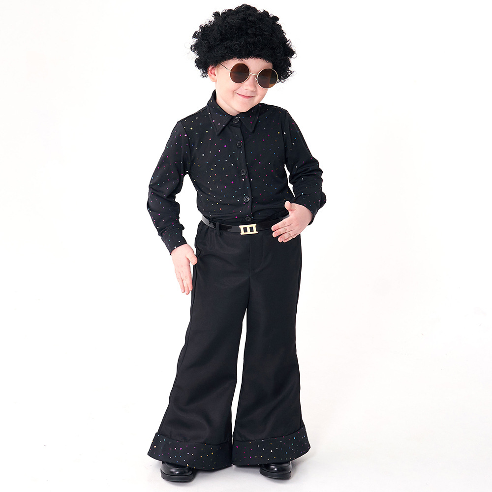 儿童复古70年代迪斯科亮片歌手服装模特走秀演出服Disco Costumes