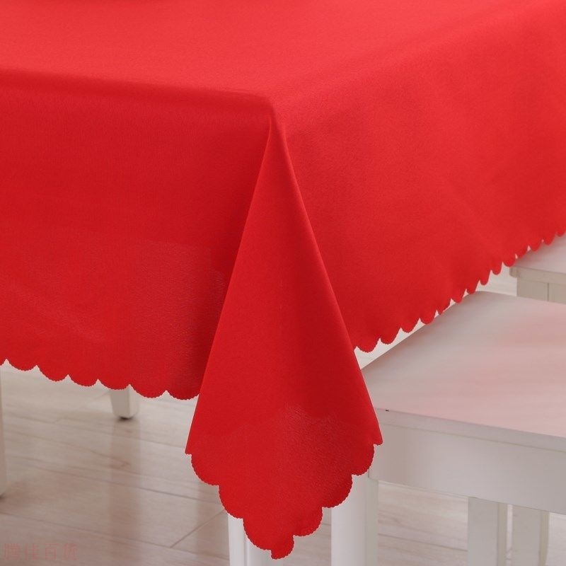 新款正方形布料粉红色尺寸圆形四方防滑玫红色家用欧式纯色桌布桌
