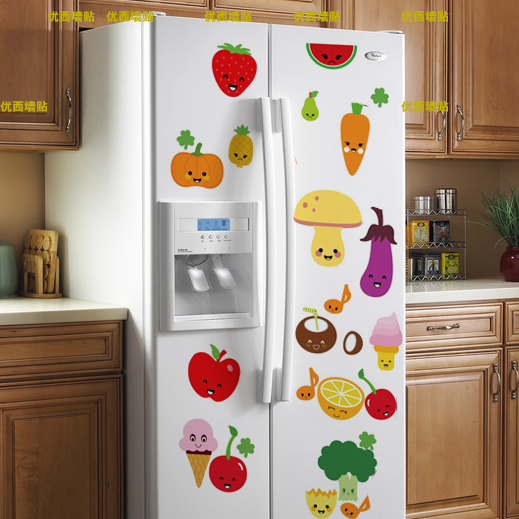 卡通食物水果蔬菜冰箱贴纸贴画防水玻璃门贴墙壁装饰厨房橱柜门贴
