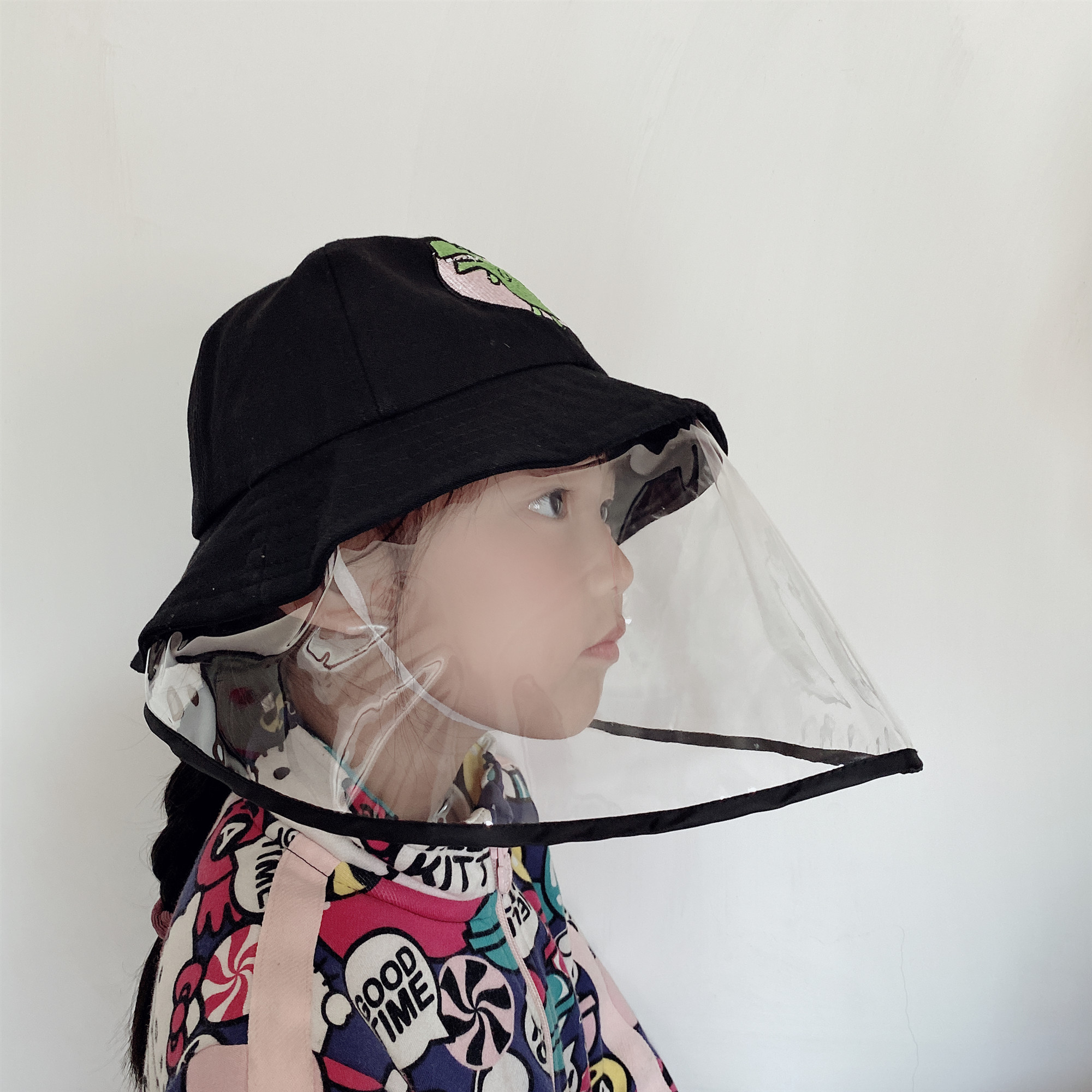 韩版儿童防护帽防飞沫疫情面罩男女童宝宝防风可爱卡通立体渔夫帽