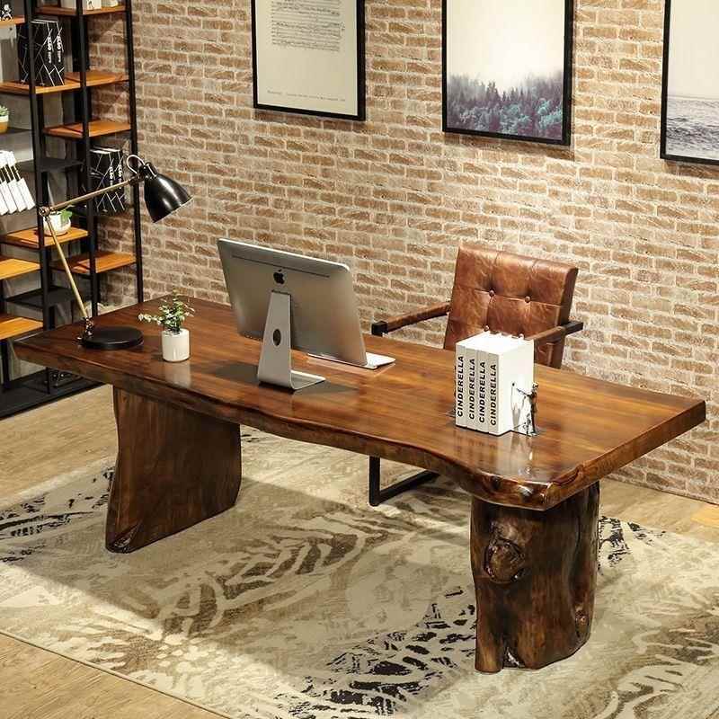 实木大板整板办公桌老板桌台式电脑桌原木不规则自然边条形书桌写