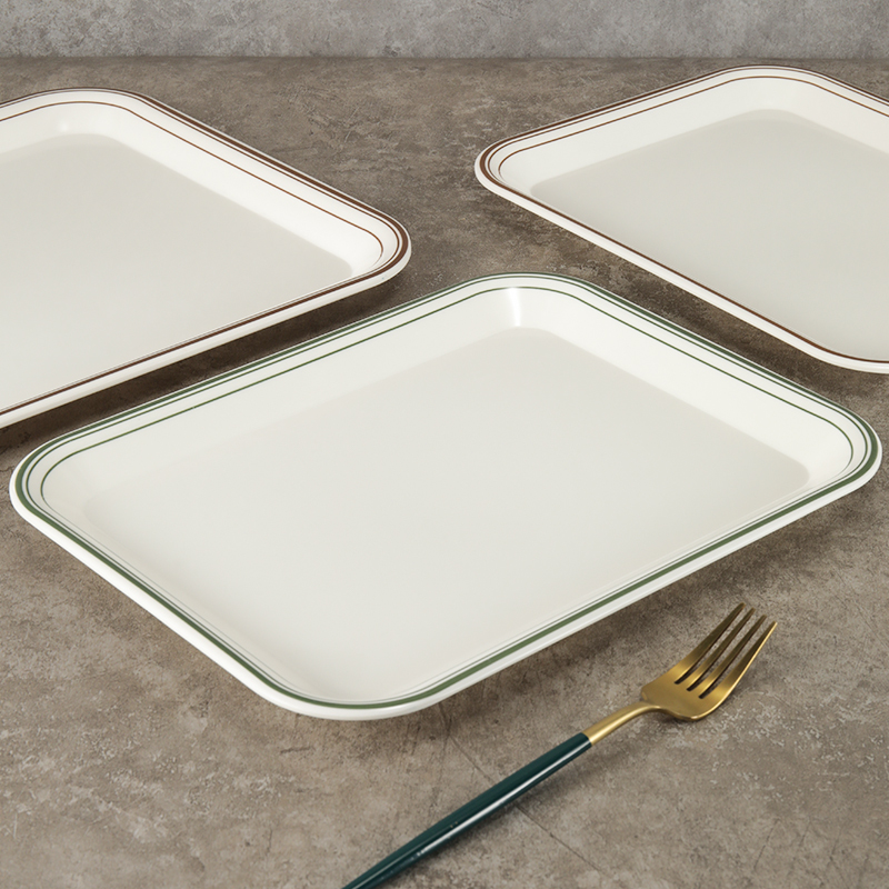 密胺托盘商用塑料长方形盘子蛋糕面包托盘餐盘快餐盘端菜水杯茶盘