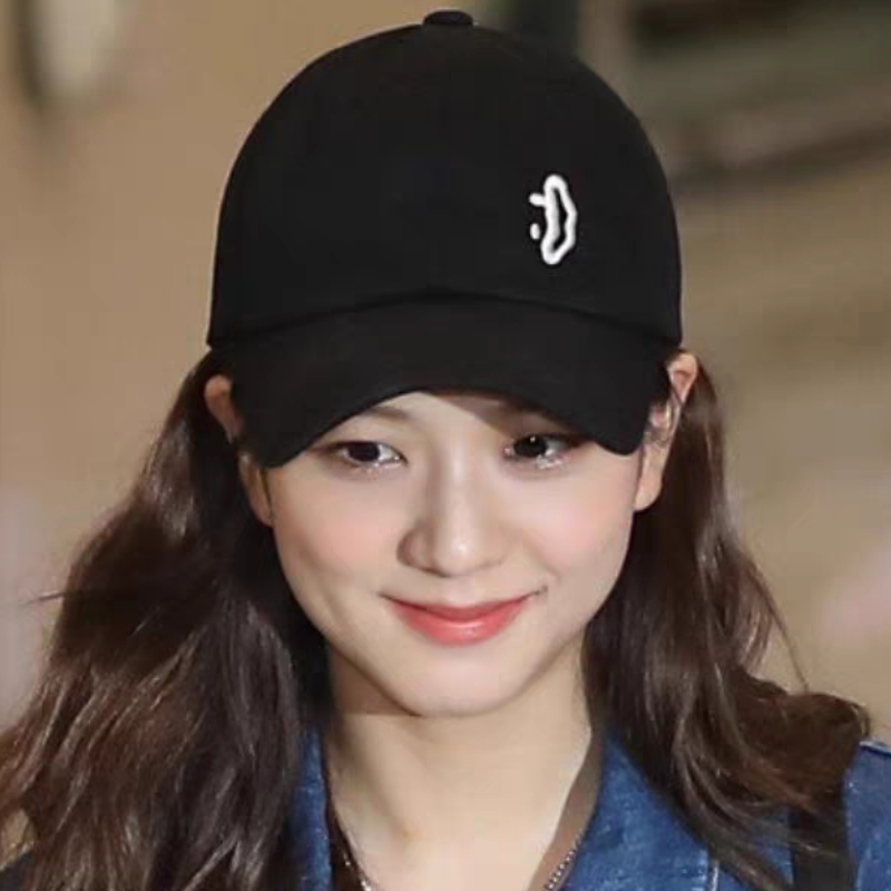 Lisa秀智世勋同款韩国ins设计笑脸软顶棒球帽子男女夏 遮阳鸭舌帽
