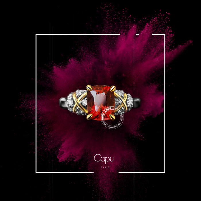 Capu 原创珠宝设计18K金红色尖晶石日常简约轻奢节日礼物花戒指女