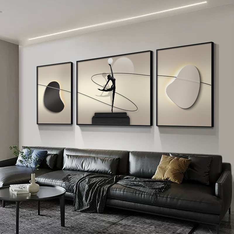 大气客厅现代简约装饰画抽象画黑白极简壁画高级感沙发背景墙挂画