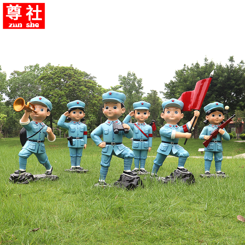 户外卡通小红军八路军抗战英雄人物雕塑公园广场乡村红色主题摆件