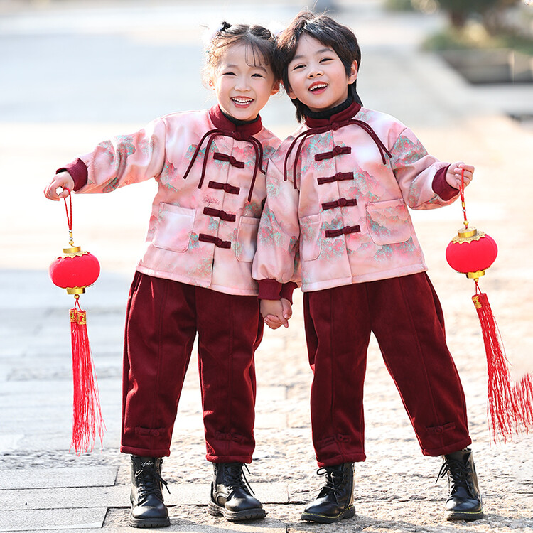 儿童春秋冬汉服唐装拜年服套装织里演出服两件套名族风古代礼服