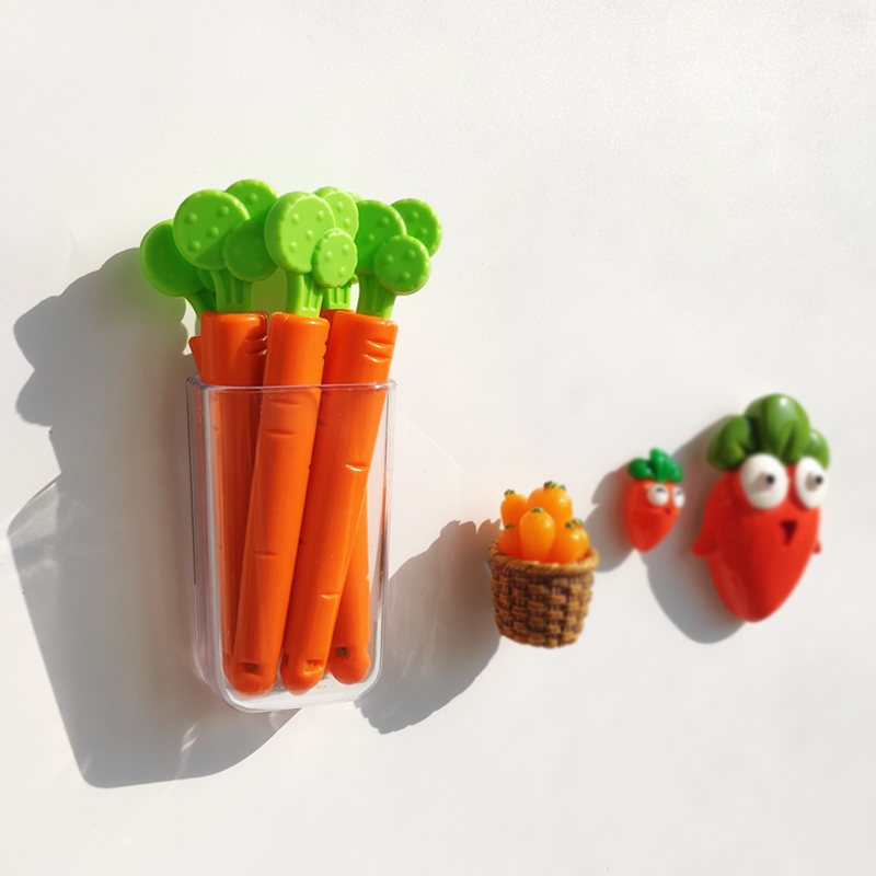 可爱胡萝卜封口夹冰箱贴磁贴个性创意收纳盒食品密封器3d立体卡通