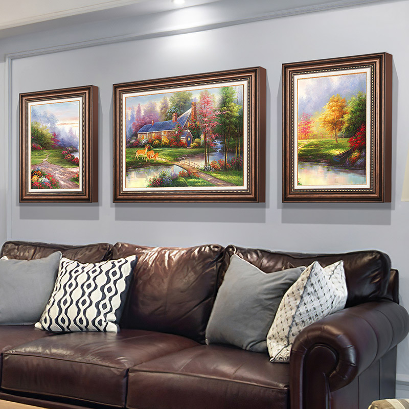 美式沙发背景墙装饰画客厅卧室挂画推荐餐厅玄关墙画艺术油画欧式