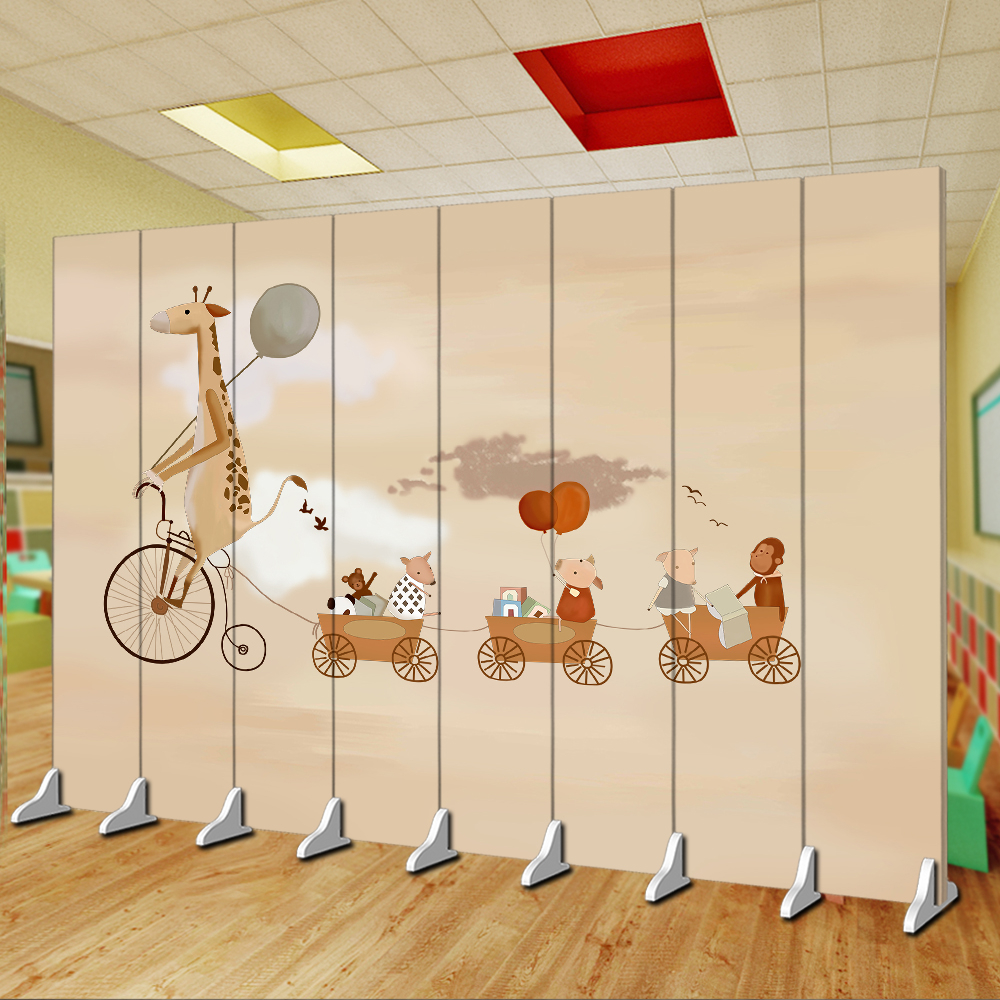 屏风隔断厅幼儿园教室学校动漫卡通幼教移动屏障遮挡折叠布艺折屏