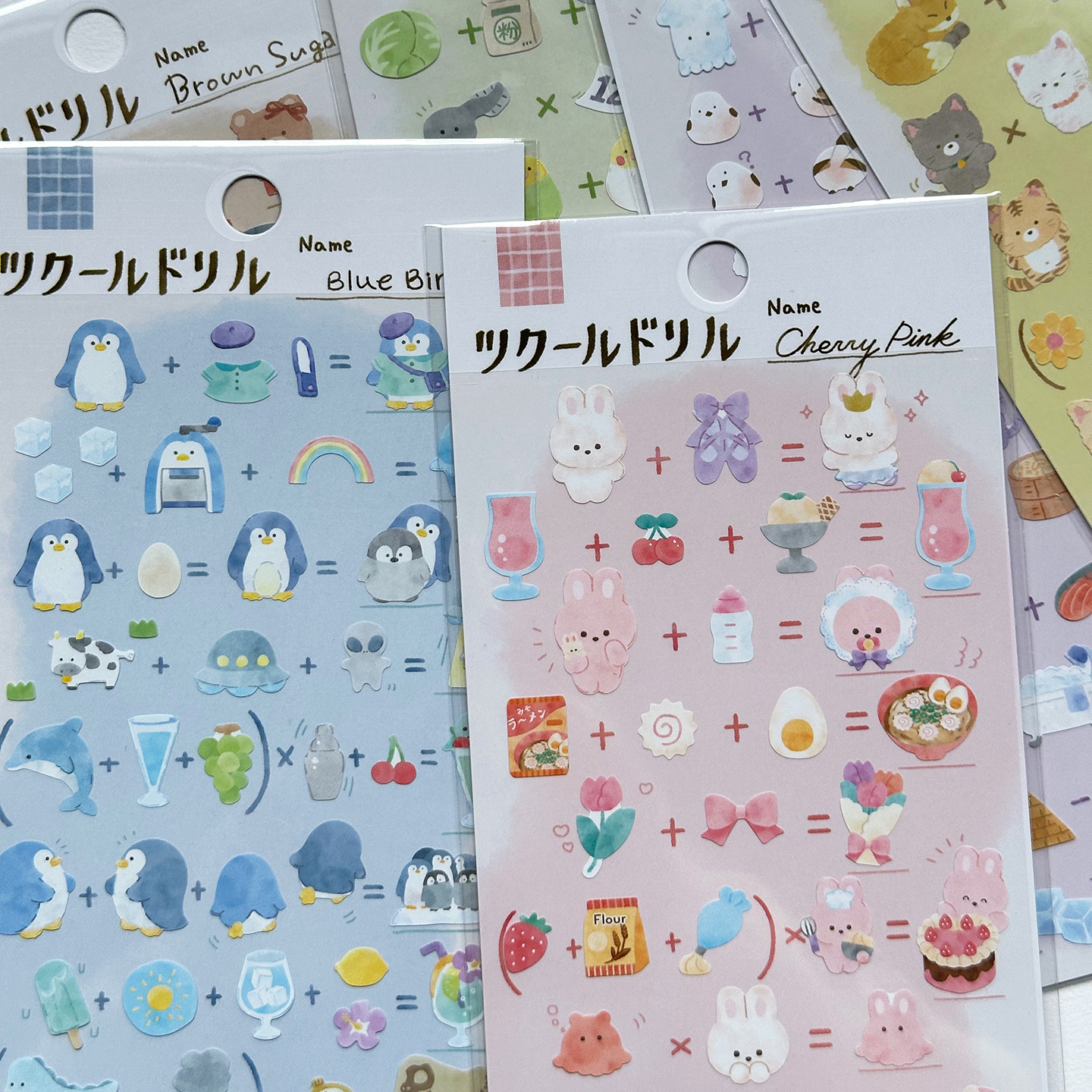 可爱趣味动物等式贴纸日系原创卡通熊猫贴画手账手机相册咕卡装饰