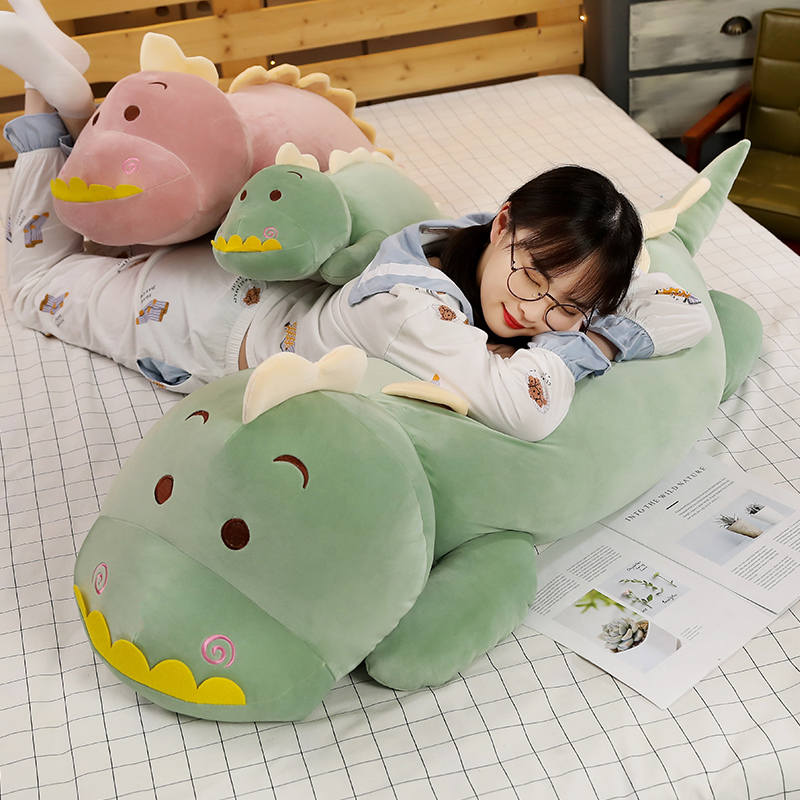 恐龙玩偶女孩抱着睡觉长条抱枕趴趴公仔床上陪睡娃娃可爱毛绒玩具