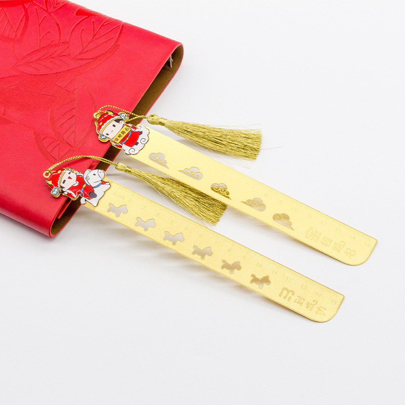 中国风黄铜书签尺创意15cm金属手账直尺书签礼品logo文创产品设计