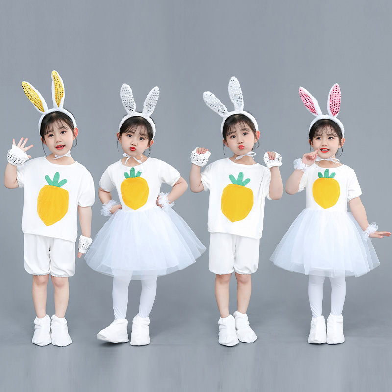 秋冬新款儿童兔子演出服卡通小白兔动物服小兔子舞台表演服装纱裙