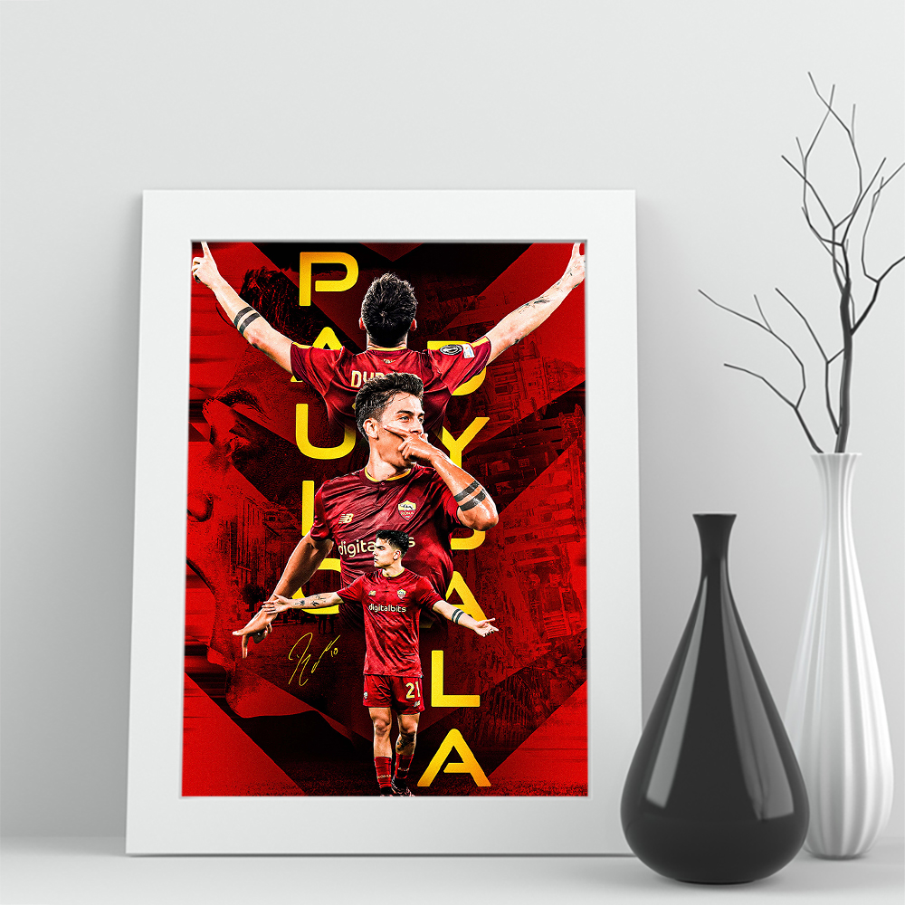 10迪巴拉相框罗马意甲礼物照片球迷实木足球装饰墙桌摆件庆祝签名