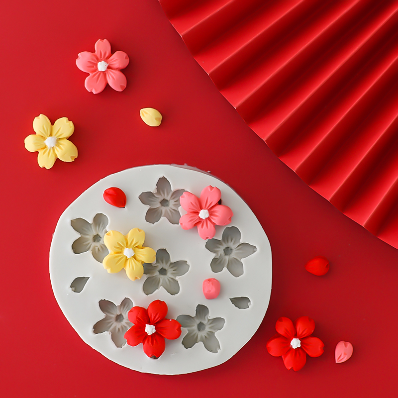 樱花模具硅胶花朵叶子巧克力翻糖花瓣小雏菊蛋糕装饰造型烘焙工具