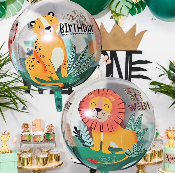 ins22寸丛林4D球动物恐龙生日印花铝膜气球儿童派对布置卡通装饰