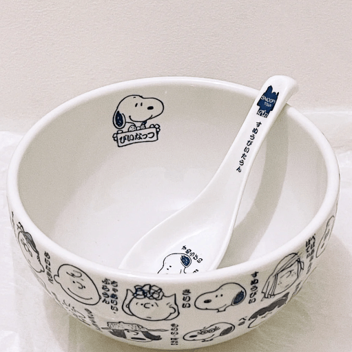 日本史努比人物简笔画陶瓷餐具日式卡通可爱饭碗汤面碗家用大号
