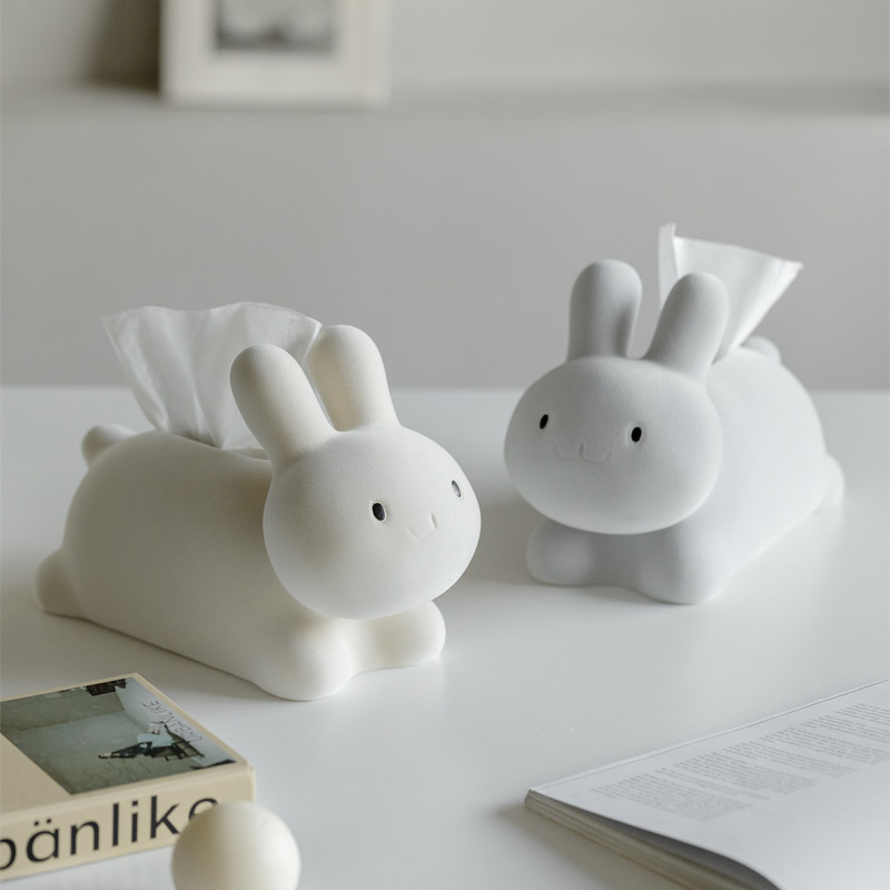 小兔趣味纸巾盒客厅茶几餐桌卧室北欧风格纯色抽纸盒个性可爱家用