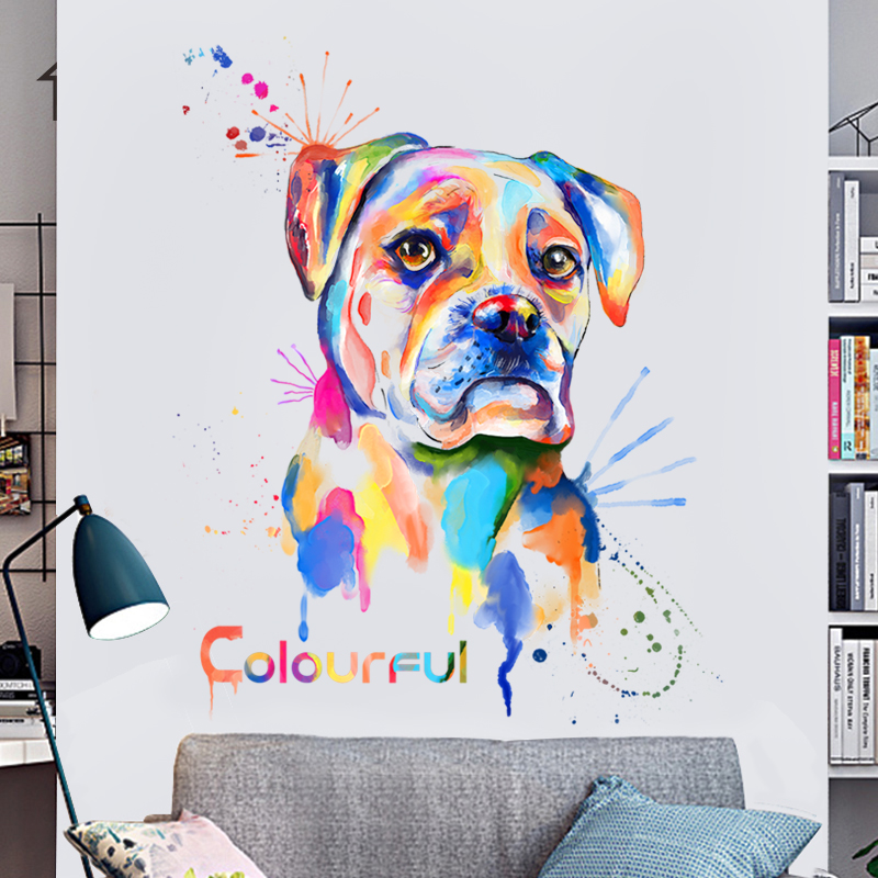 抽象个性狗狗装饰品创意墙贴画壁纸自粘背景玄关现代简约艺术贴纸