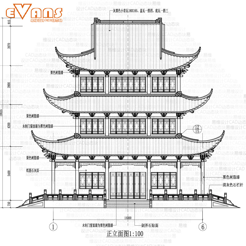 中国古建文昌阁CAD电子版 三层三十六柱斗拱重檐歇山顶建筑施工图