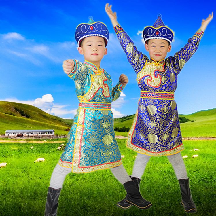 儿童蒙古袍男蒙古族演出舞蹈服饰少数民族表演服装A类蒙古服装