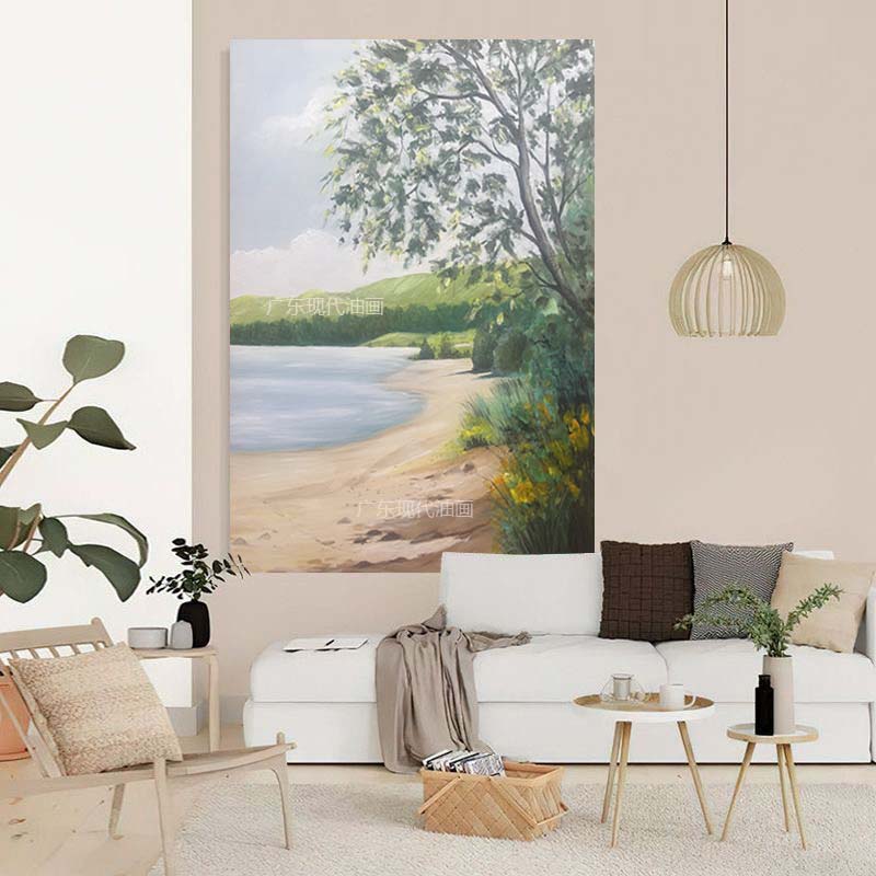 XD原创油画《春光》现代客厅沙发落地画手绘风景玄关背景墙抽象画