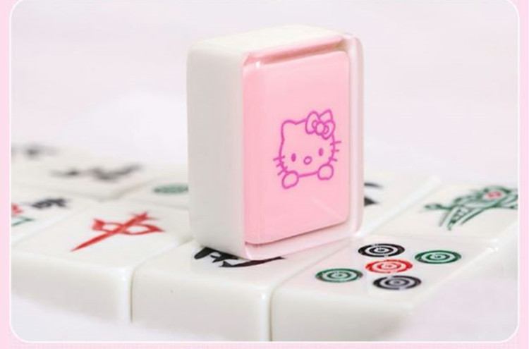 新年特价 粉色hello kitty家用麻将牌 卡通kt猫麻将 水晶机打麻将