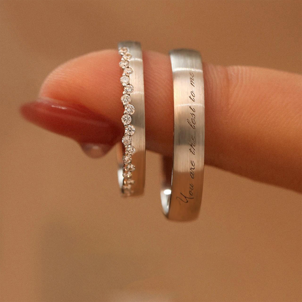 【触及真心】小众设计婚戒情侣戒指男女一对S925纯银镶钻对戒指环