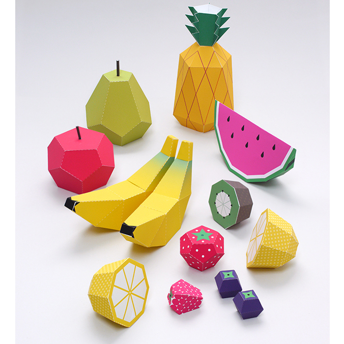 儿童手工折纸DIY拼装立体纸质模型仿真水果西瓜香蕉菠萝草莓制作