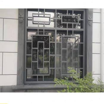 仿古铝合金门窗防盗网花街道纹中式新厂促定制方管木窗窗铝品花格