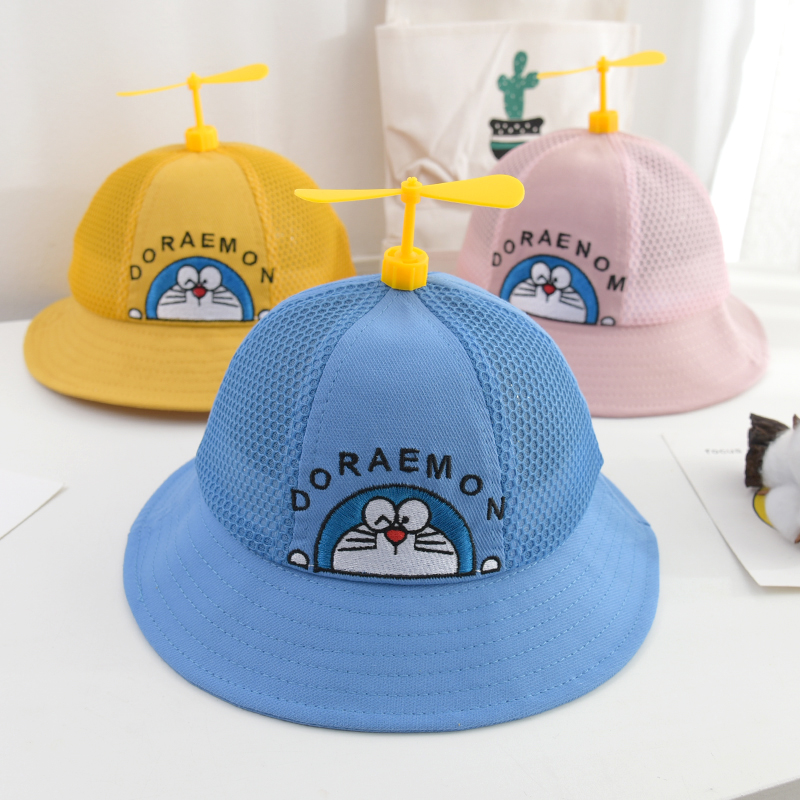 1-5岁儿童帽子夏季宝宝3竹蜻蜓渔夫帽遮阳男童夏天2卡通风车帽