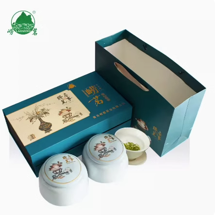 崂茗 崂山绿茶2024新茶叶陶瓷双罐礼盒装日照浓香豆香青岛特产春