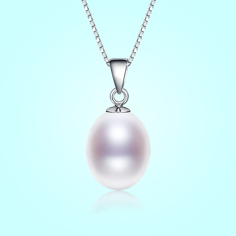 芙茉莉珠宝大颗粒淡水珍珠吊坠项链单颗水滴形坠子白紫黑粉色银