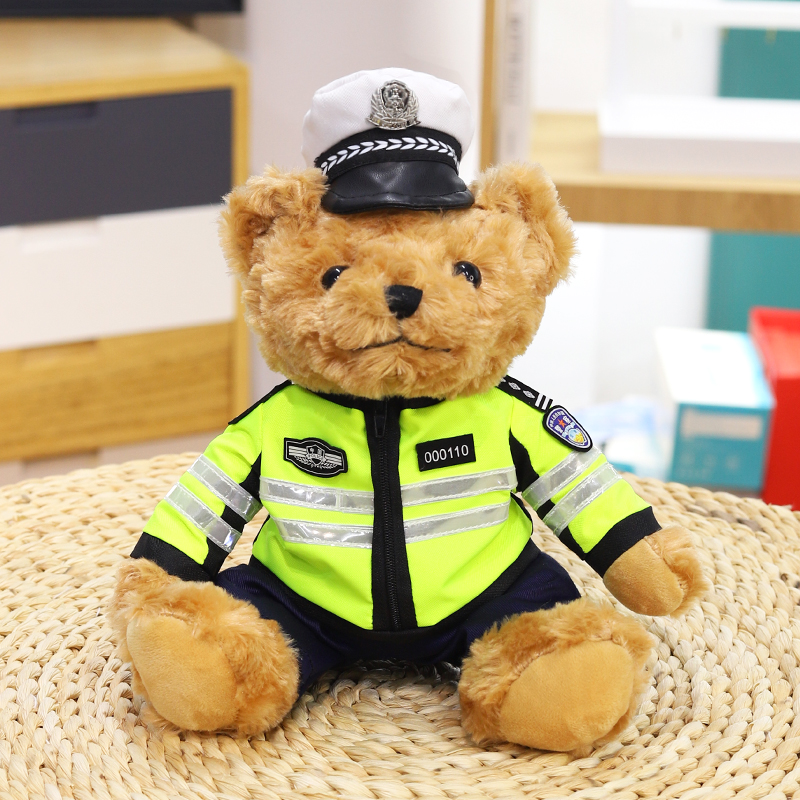 警察小熊公仔交警小熊玩偶铁骑警服泰迪熊毛绒玩具男女生儿童礼物