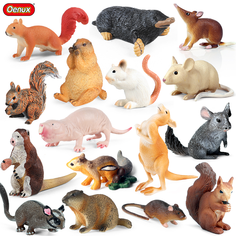 仿真野生动物玩具小老鼠模型松鼠仓鼠金花鼠土拨鼠黄鼠狼雪貂摆件
