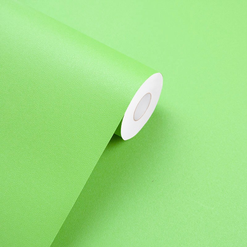 苹果绿色墙纸自粘商用防水防潮简约纯色店铺装饰直播间背景墙贴纸