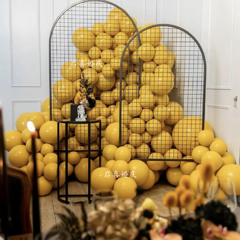 姜黄色主题复古色双层气球生日派对装饰商场店铺开业年会活动用