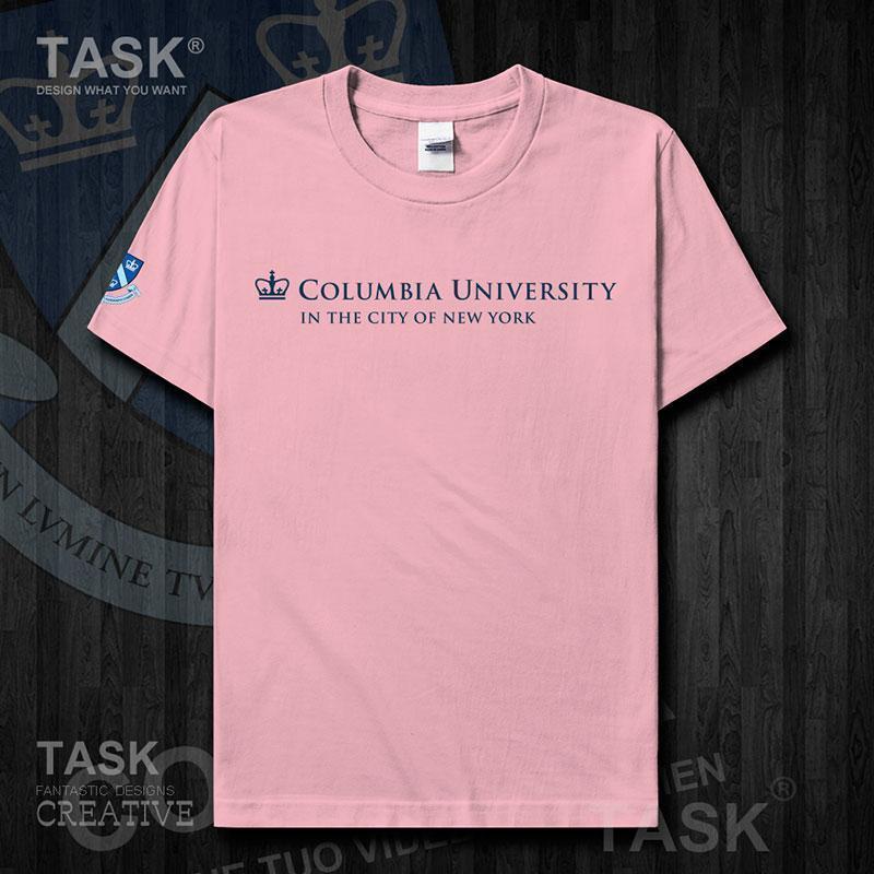 名校哥伦比亚大学上衣休闲服装纯棉短袖T恤男女学生毕业衫设 无界