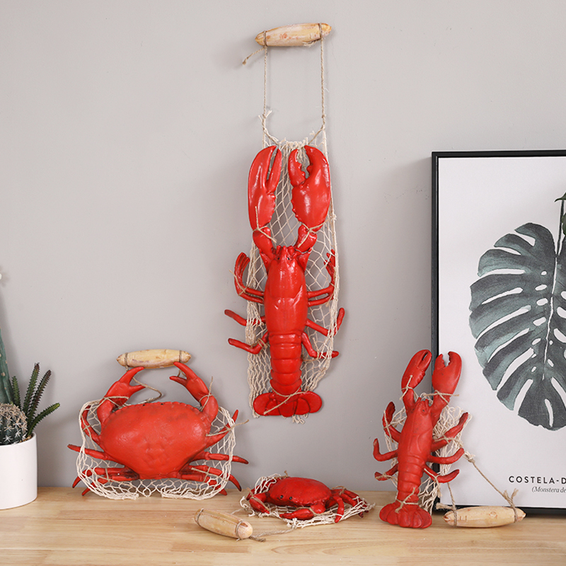 仿真小龙虾螃蟹挂件网红餐厅背景墙小挂饰海鲜店烧烤店墙面装饰品