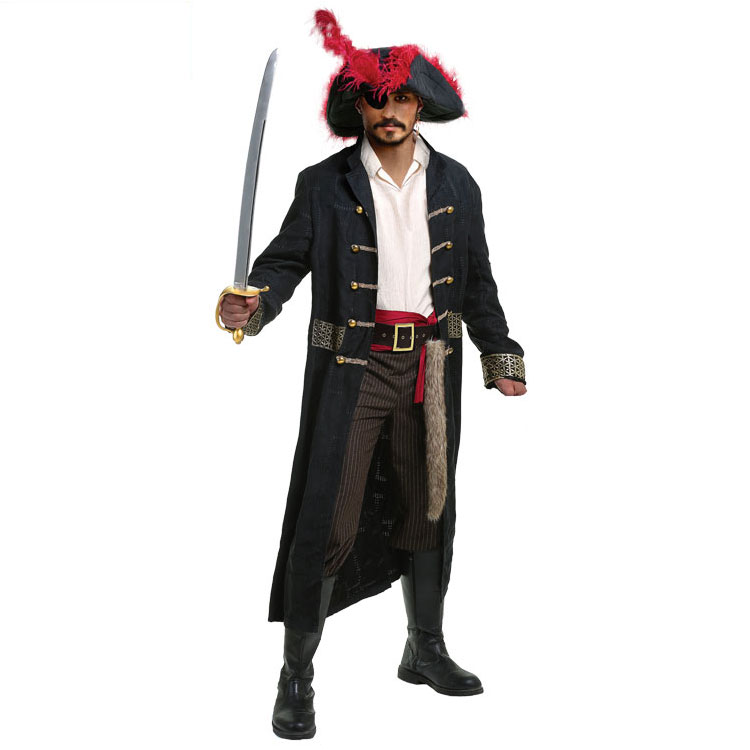 COS 文艺复兴加勒比海盗系列成人男豪华失事独眼海盗船长扮演服装