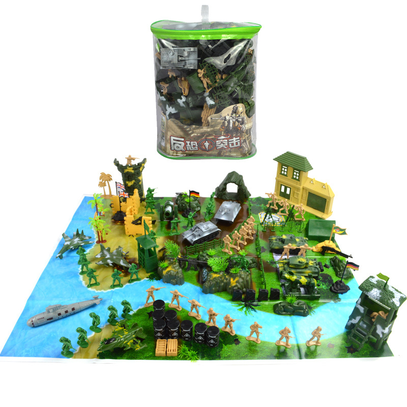 儿童沙盘军事套装长津湖玩具塑料绿色男战争排兵布阵游戏人物模型