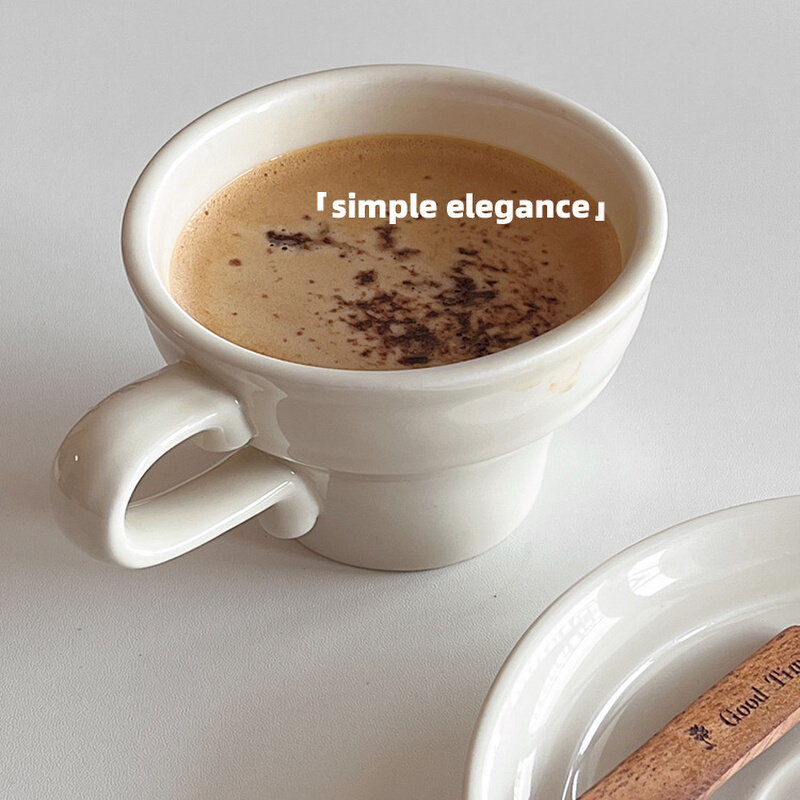 日系胶片色彩感陶瓷咖啡杯碟套装中古造型拿铁杯英式红茶