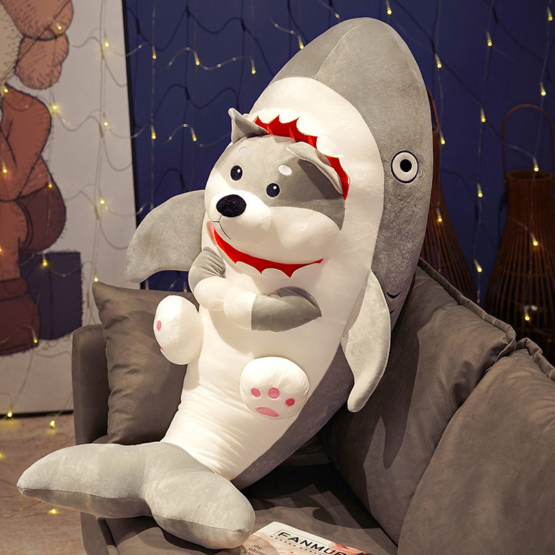 可爱鲨狗公仔玩偶搞笑鲨猫抱枕毛绒玩具沙雕生日礼物鲨鱼睡觉娃娃