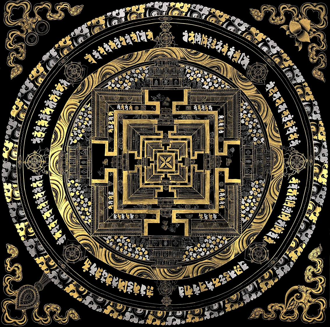 西藏唐卡涂色  时轮金刚坛城 布面填色画 手绘装饰画DIY画稿