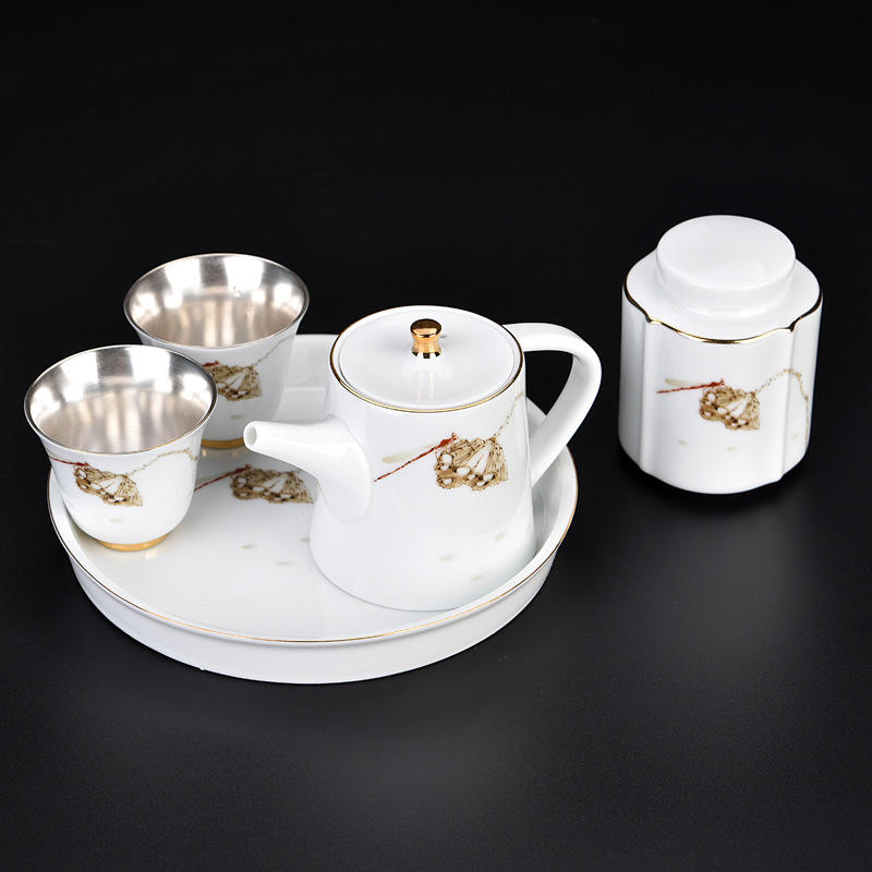 高档纯银旅行便携包功夫茶具套装整套一壶二三杯带茶叶罐整套茶具