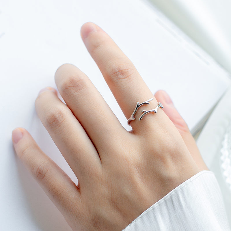 925纯银戒指女时尚个性食指环冷淡风戒指网红ins潮可调节小众设计